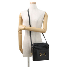 Load image into Gallery viewer, GUCCI Horsebit 1955 bucket bag Black602118 Leather
