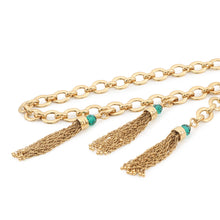将图像加载到图库查看器中，Chloe POMPOMS Belt Vintage Gold/GreenCHC25SC089CH59DCTU Gold Plated Crystal Glass
