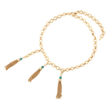 将图像加载到图库查看器中，Chloe POMPOMS Belt Vintage Gold/GreenCHC25SC089CH59DCTU Gold Plated Crystal Glass
