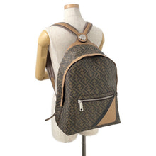 将图像加载到图库查看器中，FENDI Zucca Chiodo Diagonal Backpack Brown7VZ076 Leather Size Medium
