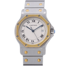 将图像加载到图库查看器中，CARTIER Santos Octagon LM W30mm Stainless Steel K18YG Ivory Dial187902
