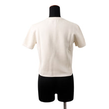 Load image into Gallery viewer, HERMES Short-sleeved knit with "Parfroy Remix" motif Size 36 Blanc NaturelH5H2679D2A334 Silk52% Cashmere27% Nylon20% Polyurethane1%
