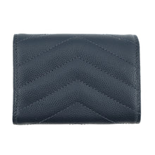 将图像加载到图库查看器中，SAINT LAURENT PARIS Tiny Monogram Compact Wallet Navy505118 Leather
