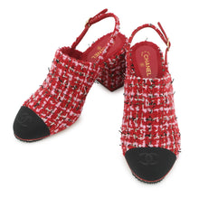 Load image into Gallery viewer, CHANEL slingback shoes Red/Pink/BlackG46865 Tweed Size 36 1/2C
