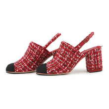 Load image into Gallery viewer, CHANEL slingback shoes Red/Pink/BlackG46865 Tweed Size 36 1/2C
