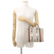 将图像加载到图库查看器中，Chloe Woody 2WAY Shoulder Bag Beige/BrownCHC22AS397I2690U Canvas Leather Size Small
