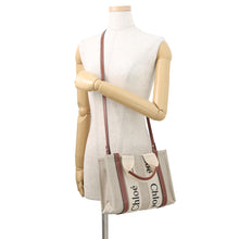将图像加载到图库查看器中，Chloe Woody 2WAY Shoulder Bag Beige/BrownCHC22AS397I2690U Canvas Leather Size Small
