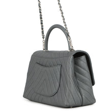 将图像加载到图库查看器中，CHANEL Coco Handle Chevron MetalicGrayA92991 Caviar Leather
