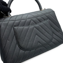Load image into Gallery viewer, CHANEL Coco Handle Chevron MetalicGrayA92991 Caviar Leather
