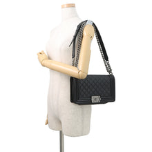 Load image into Gallery viewer, CHANEL Boy Chanel ChainShoulder Bag BlackA67086 Caviar Leather Size 25
