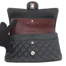 Load image into Gallery viewer, CHANEL Matelasse W Flap ChainShoulder Bag BlackA01112 Caviar Leather Size 25
