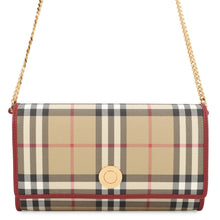 Load image into Gallery viewer, BURBERRY Check Chain Strap Wallet ArchiveBeige/Ruby Red81163211 PVC/Leather
