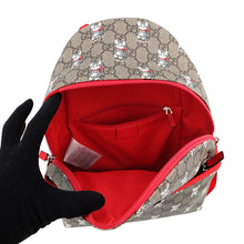 将图像加载到图库查看器中，GUCCI Children's Print Cat GG Backpack Beige/Red782708 GG Supreme Leather
