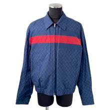 Load image into Gallery viewer, GUCCI Web Stripe GGCotton Poplin Jacket Size 50 Blue833465 Cotton100%
