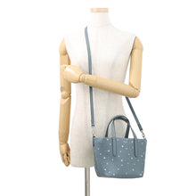 将图像加载到图库查看器中，JIMMY CHOO Mini Sara Star Studded 2-Way Handbag Light Blue Leather
