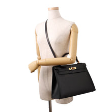 Load image into Gallery viewer, HERMES Kelly Sellier Black Box Calf Leather Size 32
