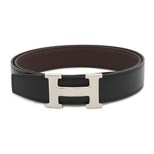 Load image into Gallery viewer, HERMES Belt buckle "H Storie" &amp; leather belt (kit) Size 95 Black/Chocolat Box Calf Leather Togo Leather
