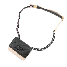 Load image into Gallery viewer, CHANEL Matelasse Chain belt bag Black/Beige/Silver Lambskin Size Mini
