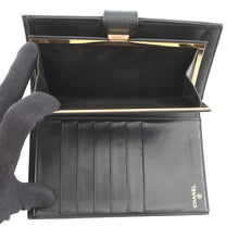 Load image into Gallery viewer, CHANEL CC Logo Kiss Lock Long Wallet Black Caviar Leather
