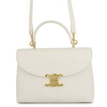 将图像加载到图库查看器中，CELINE Nino Bag White117523GG2 Smooth Satined Calf Leather Size Medium
