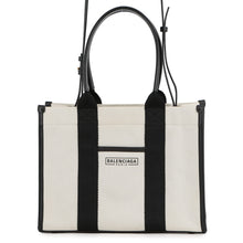 将图像加载到图库查看器中，BALENCIAGA Hardware Tote Bag White/Black671402 Canvas Leather Size S
