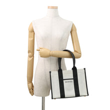 将图像加载到图库查看器中，BALENCIAGA Hardware Tote Bag White/Black671402 Canvas Leather Size S
