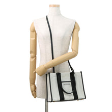 将图像加载到图库查看器中，BALENCIAGA Hardware Tote Bag White/Black671402 Canvas Leather Size S
