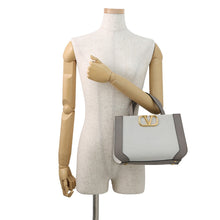 Load image into Gallery viewer, Valentino Garavani V Logo Handbag White/Gray2W0B0K96YJH Canvas Leather
