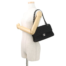 将图像加载到图库查看器中，CHANEL Double Face ChainShoulder Bag Black Cotton
