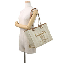 将图像加载到图库查看器中，CHANEL Deauville Tote Bag BeigeA67001 Straw Leather Size Medium
