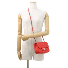 Load image into Gallery viewer, CHANEL Mini Matelasse Chain Shoulder Bag RedA35200 Lambskin Size 17
