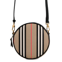 将图像加载到图库查看器中，BURBERRY Icon Stripe Louise Bag Beige/Black/White8051846 PVC
