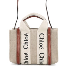 Load image into Gallery viewer, Chloe Woody tote Beige/BrownCHC22AP237I2690U Linen Size Mini

