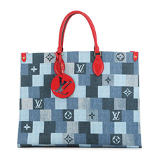 Load image into Gallery viewer, LOUIS VUITTON Onthego Blue/RedM44992 Monogram Denim Leather Size GM
