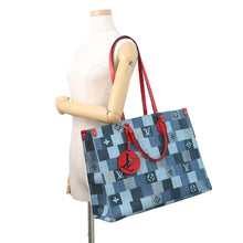 Load image into Gallery viewer, LOUIS VUITTON Onthego Blue/RedM44992 Monogram Denim Leather Size GM
