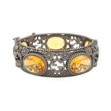 Load image into Gallery viewer, GUCCI Interlocking G Flower Bangle Size 17 Silver/Yellow SV925
