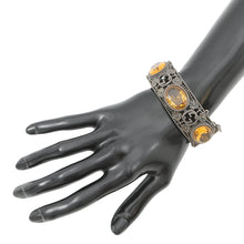 Load image into Gallery viewer, GUCCI Interlocking G Flower Bangle Size 17 Silver/Yellow SV925
