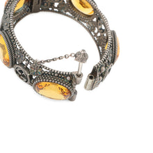 Load image into Gallery viewer, GUCCI Interlocking G Flower Bangle Size 17 Silver/Yellow SV925
