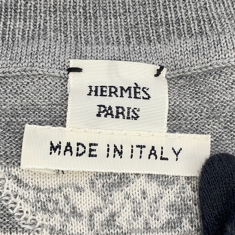 Pull Manches Courtes HERMES Jungle Love Gris - Soie Et Cachemire, Taille 38 D'occasion