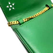 将图像加载到图库查看器中，CELINE Star Ball ChainShoulder Bag Green Leather
