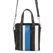 将图像加载到图库查看器中，BALENCIAGA Bazar Shopper Black/White/Blue513988 Leather Size XXS
