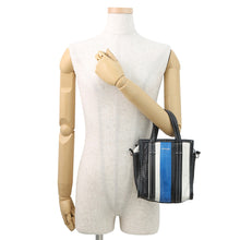 将图像加载到图库查看器中，BALENCIAGA Bazar Shopper Black/White/Blue513988 Leather Size XXS
