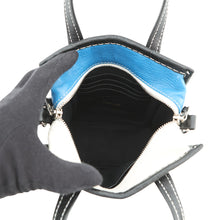 将图像加载到图库查看器中，BALENCIAGA Bazar Shopper Black/White/Blue513988 Leather Size XXS
