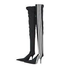 Load image into Gallery viewer, BALENCIAGA Adidas collaboration Knife over-the-knee boots Black/White724074 Polyester Size 37
