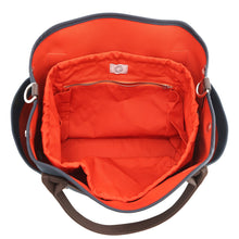 Load image into Gallery viewer, HERMES Sack de Pansage 2-way Tote Navy/Feu Toile Chevrons Canvas
