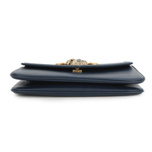 将图像加载到图库查看器中，GUCCI Raja ChainShoulder Navy537241 Leather Size Medium
