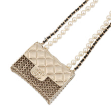 Load image into Gallery viewer, CHANEL Matelasse motif Chain Necklace GoldAB6135 Pearl Metal Leather
