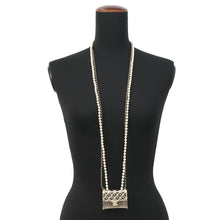 Load image into Gallery viewer, CHANEL Matelasse motif Chain Necklace GoldAB6135 Pearl Metal Leather
