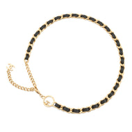 CHANEL CC Logo ChainBelt Black Leather Metal