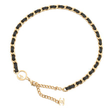 Load image into Gallery viewer, CHANEL CC Logo ChainBelt Black Leather Metal
